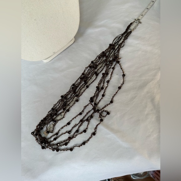 Long multi strand chocolate brown crochet style necklace - Picture 4 of 6